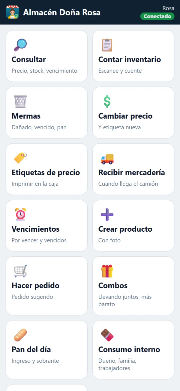 Menú de CAJACLARA en el celular